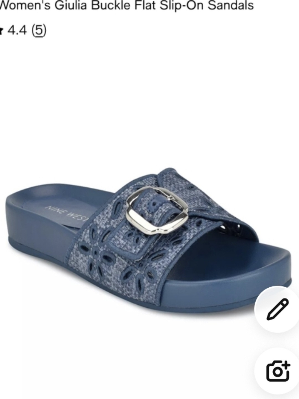 Nine West Giulia Buckle Slide Sandals - Navy Blue